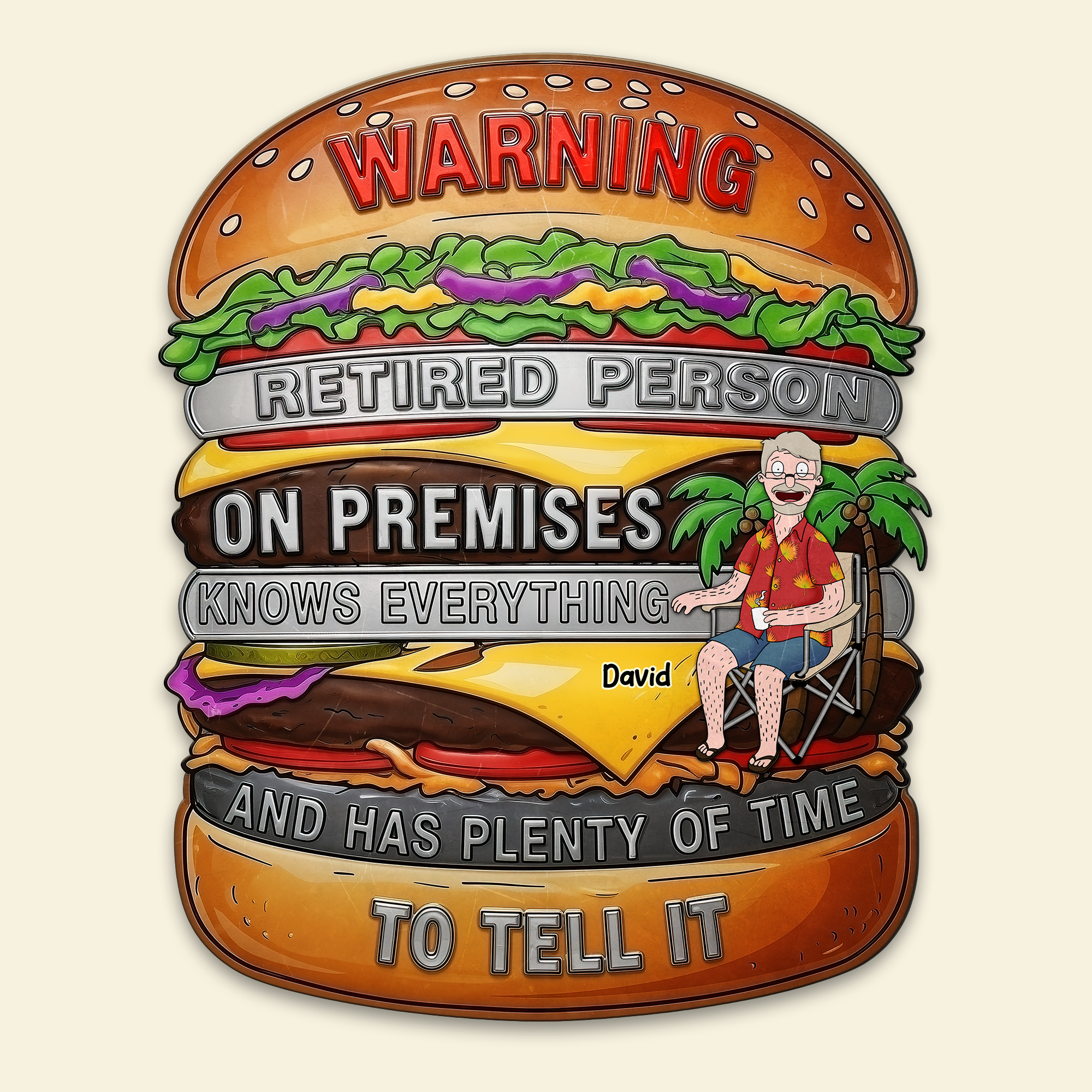 Warning: Retired Person On Premises - Personalized Metal Sign Metal Signs PopCulturePrints