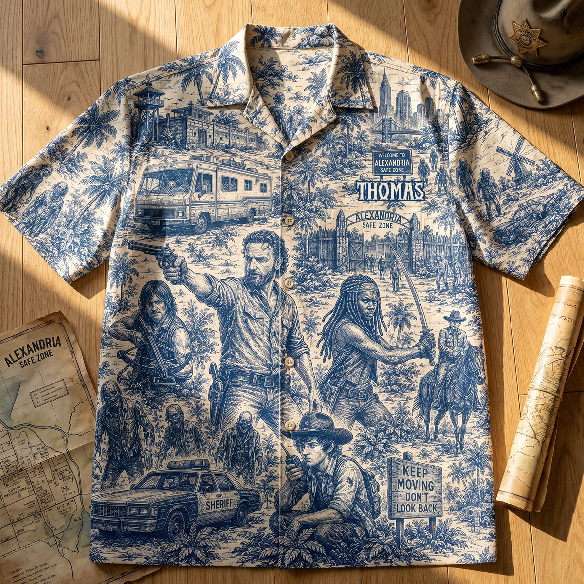 “Survive the Apocalypse in Style” - Personalized Apocalypse Hawaiian Shirt - Unique Gift for Fans of Zombie Culture, Friends & Family