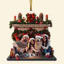 Load image into Gallery viewer, Personalized Family Christmas Ornament - Cozy Fireplace Design Ornament PopCulturePrints
