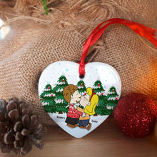 Load image into Gallery viewer, Kissing Couple Heart Ornament - Customizable Christmas Gift for Couples, Friends, and Family Ornament PopCulturePrints
