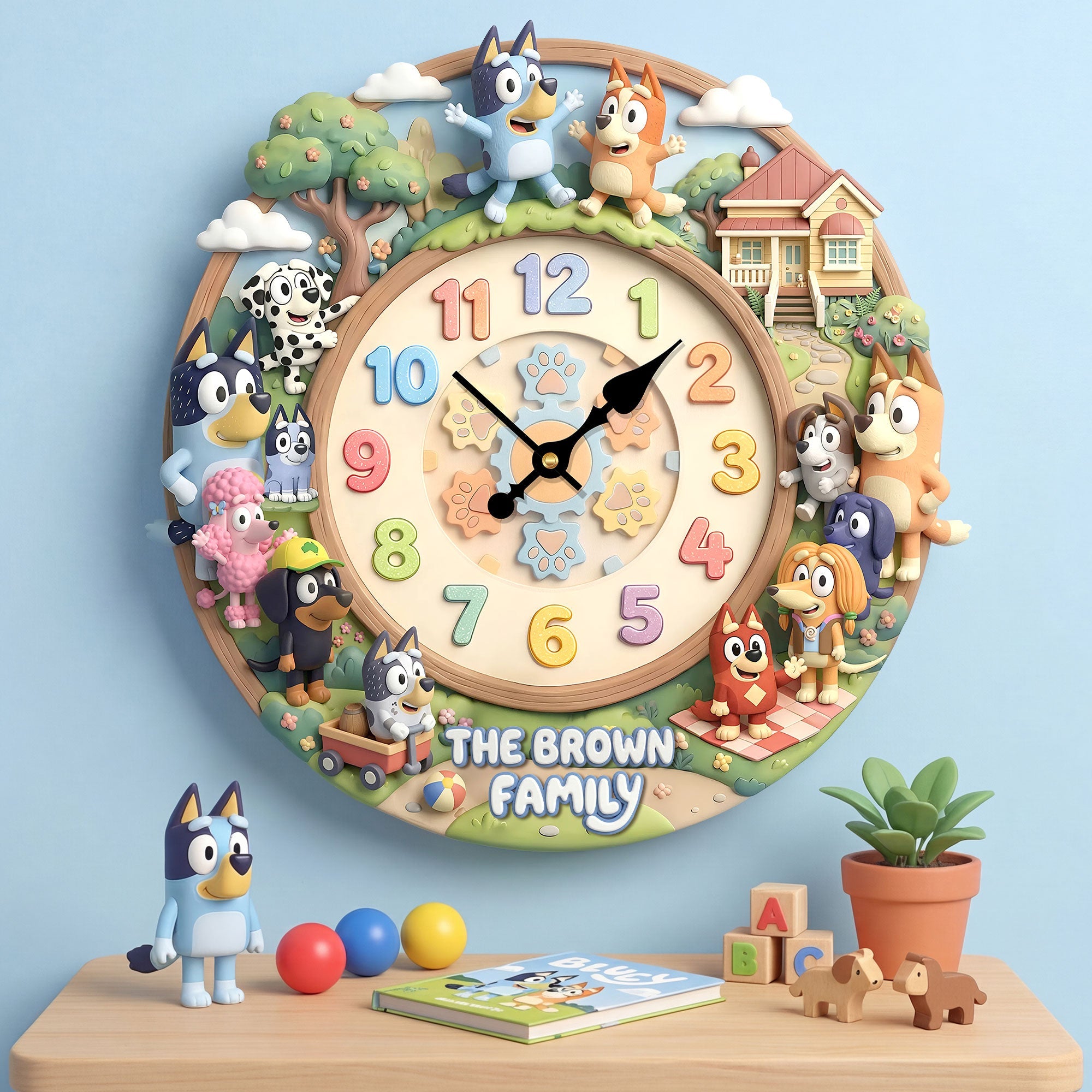 "Time Flies with Joy - Lovely Characters Wall Clock" - Personalized Gift for Families and Friends Hanging Wall Clock PopCulturePrints