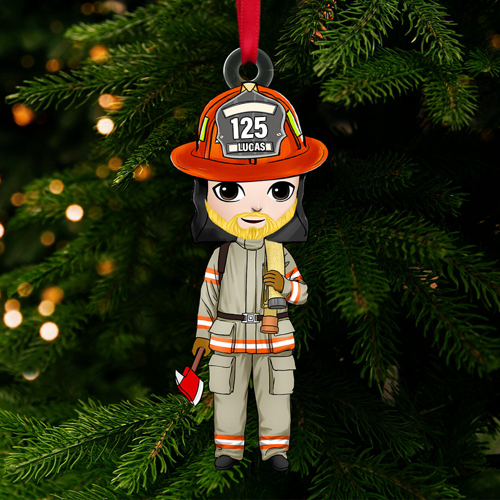 Custom Firefighter Christmas Ornament - Personalized Hero Keepsake