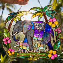 Load image into Gallery viewer, Mama and Her Peanuts - Personalized Elephant Suncatcher Ornament for Mother's Day Ornament PopCulturePrints
