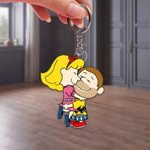 Load image into Gallery viewer, Personalized Cute Couple Embracing Keychain
