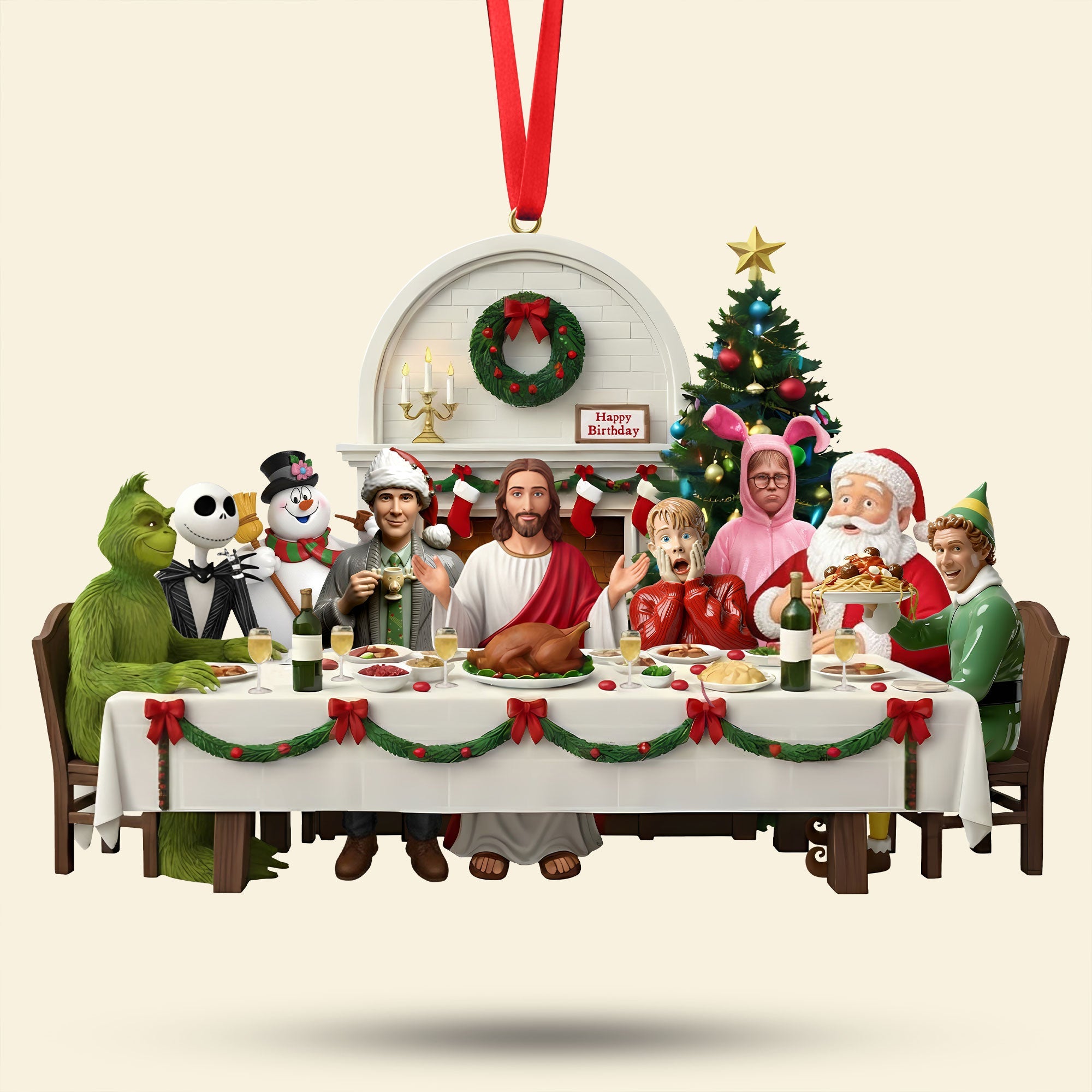 Celebrate Christmas with Jesus Christ Ornament - Personalized Gift for Believers & Classic Movie Fans Ornament PopCulturePrints