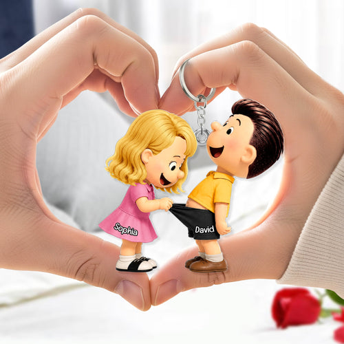 “Together We Create Trouble” - Troublemaker Couple Acrylic Keychain - Personalized Gifts for Couples Keychains PopCulturePrints