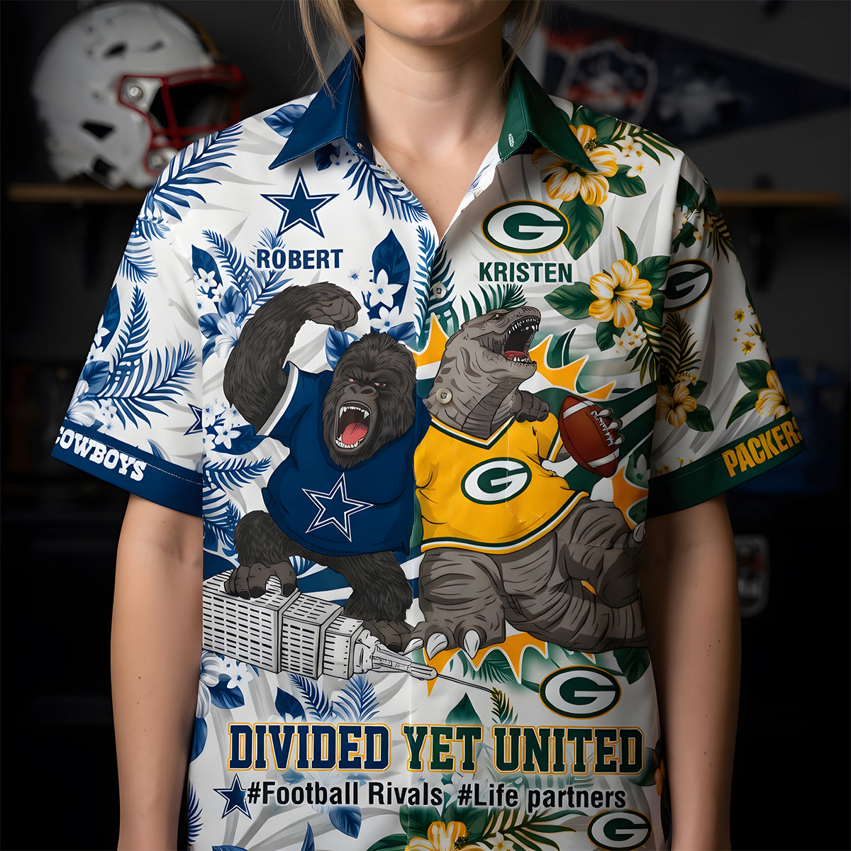 "Divided Yet United" - Unique Sport Fight Pals Hawaiian Shirt - Personalize for Couples & Friends