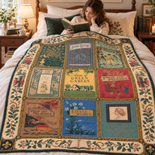 Load image into Gallery viewer, “Curl Up with Your Favorite Stories” - Vintage Book Collection Blanket - Personalized Gift for Book Lovers Blanket PopCulturePrints
