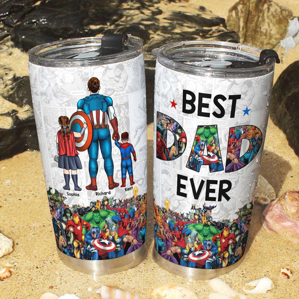 Custom Superhero Dad Tumbler - Best Dad Ever Design Tumbler Cup PopCulturePrints