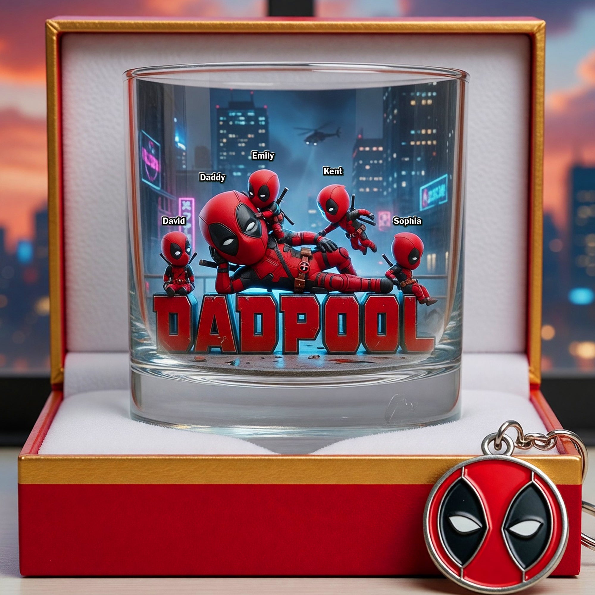 “Celebrate Dad with a Touch of Humor!” - Personalized Father's Day Hero Squad Round Glass - Gift for Dad, Grandpa & Kids Glass PopCulturePrints
