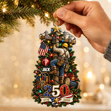 Load image into Gallery viewer, Proud Lineman - Personalized Christmas Ornament - Gift for Linemen and American Patriots Ornament PopCulturePrints
