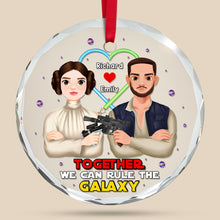 Load image into Gallery viewer, Personalized Galactic Couple Crystal Ornament - Perfect Valentine&#39;s Day Gifts for Sci-Fi Lovers Ornament PopCulturePrints
