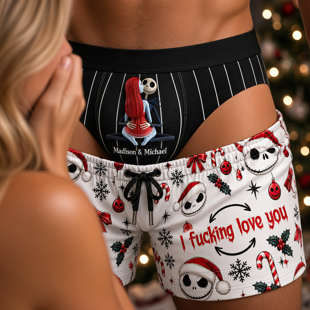 “Love Never Dies” - Dark Romance Couple Men's Boxers - Personalized Gifts for Couples Boxer Briefs PopCulturePrints