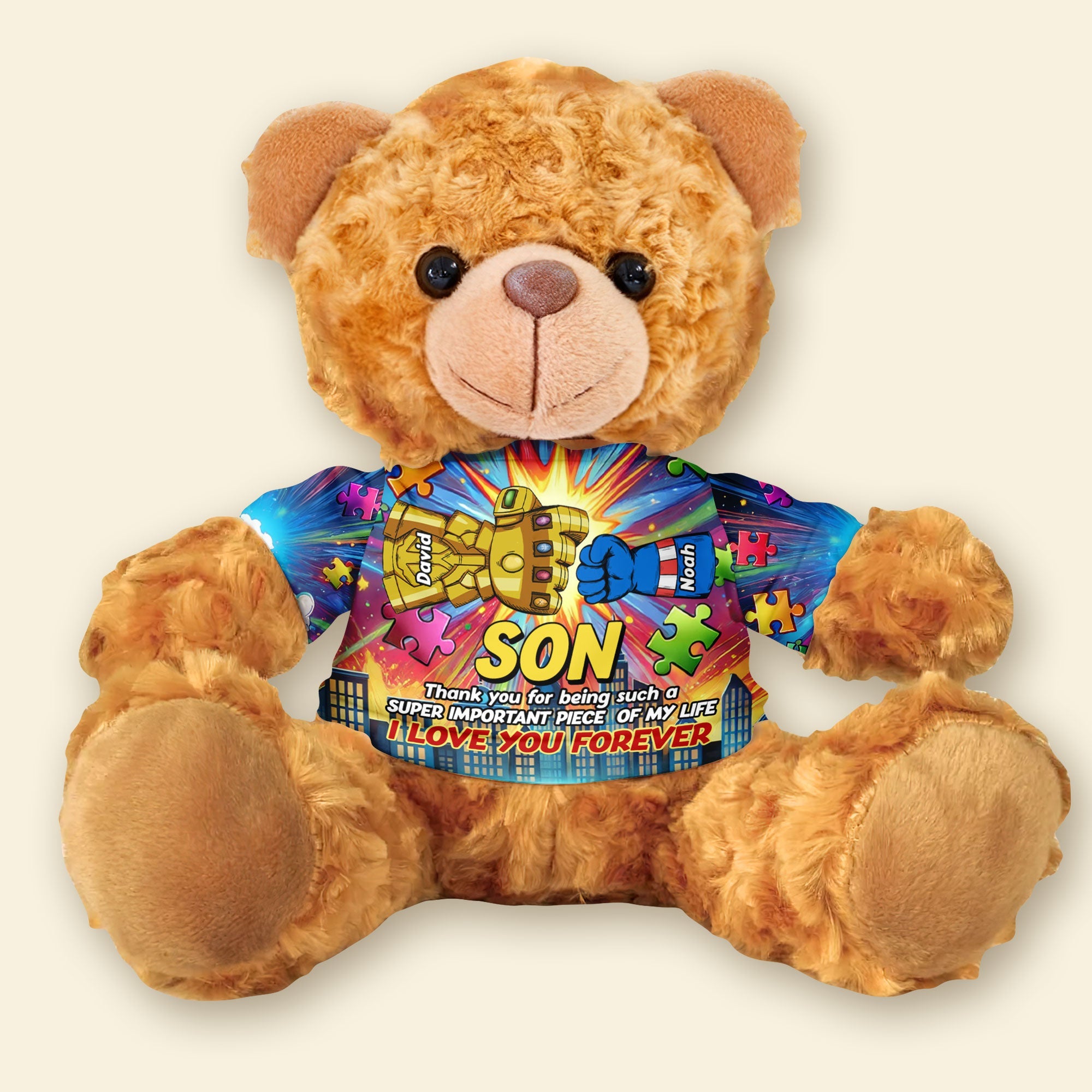 "A Special Bear for Your Hero!" - Personalized Autism Awareness Bear - Custom Gift for Kids Bear PopCulturePrints