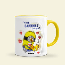 Load image into Gallery viewer, Personalized Minion-Themed Coffee Mug for Couples - &#39;Bananas Over You&#39;
