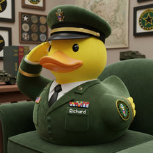 Load image into Gallery viewer, "Salute to Our Heroes!" - Military Pride Duck Pillow - Personalized Gifts for Soldiers Pillow PopCulturePrints

