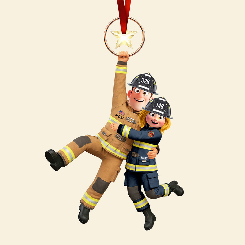 Together We Stand - Firefighter Couple Hanging Ornament - Personalized Gift for Couples Ornament PopCulturePrints