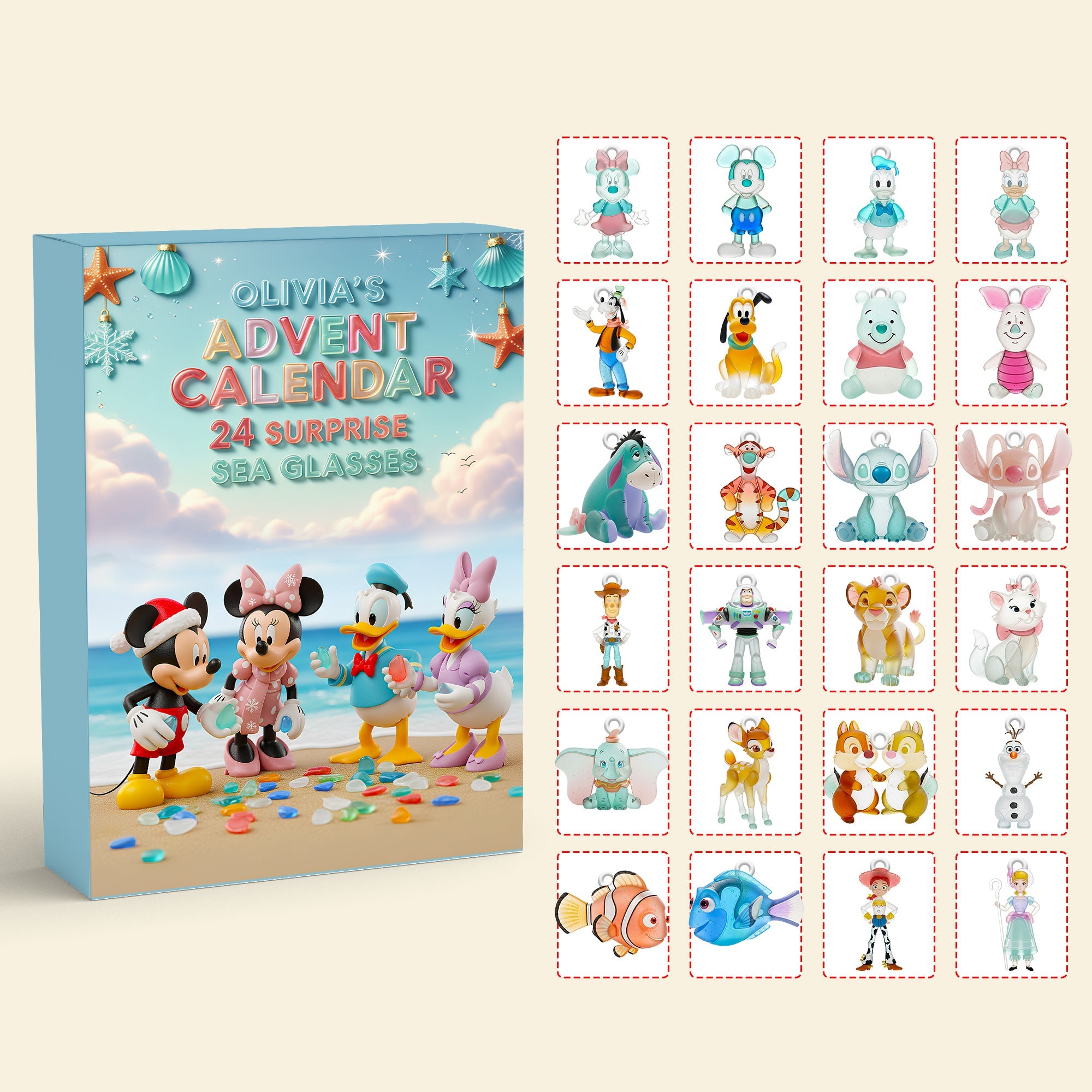 “Bring Joy This Christmas!” - Sea Glass Advent Calendar - Personalized Gift for Kids & Collectors Advent Calendar PopCulturePrints