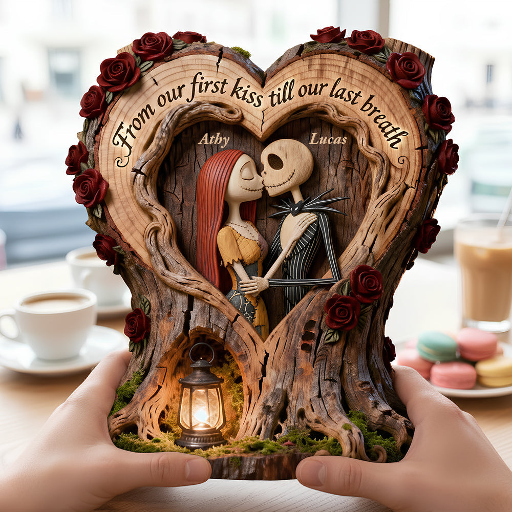 From Our First Kiss Till Our Last Breath - Personalized Kissing Couple Acrylic Plaque - Custom Gift for Couples Shaped Plaques PopCulturePrints