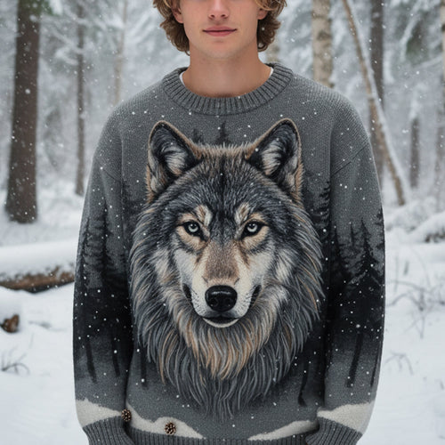 Embrace the Spirit of the Wild with The Wild Wolf Ugly Sweater - Personalized Gifts for Wolf Lovers AOP Products PopCulturePrints