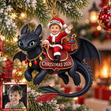 Load image into Gallery viewer, "Fly into Christmas Joy!" - Magical Santa Kids Christmas Ornament - Personalized Gift for Kids Ornament PopCulturePrints
