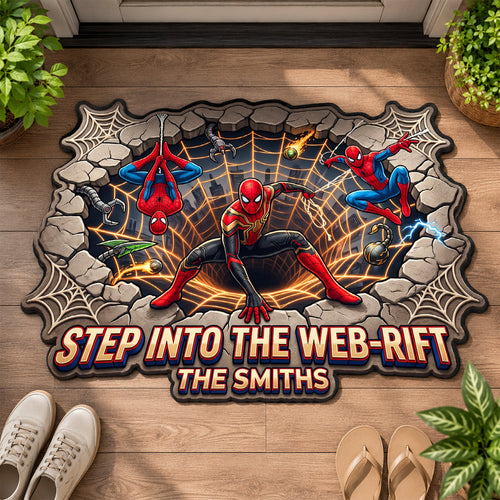 Step Into The Web Rift Doormat - Personalized Gift for Spider-Man Fans Doormat PopCulturePrints