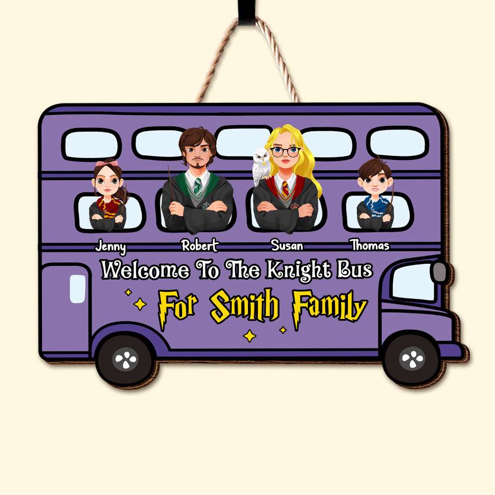 Personalized Harry Potter Family Knight Bus Wood Sign