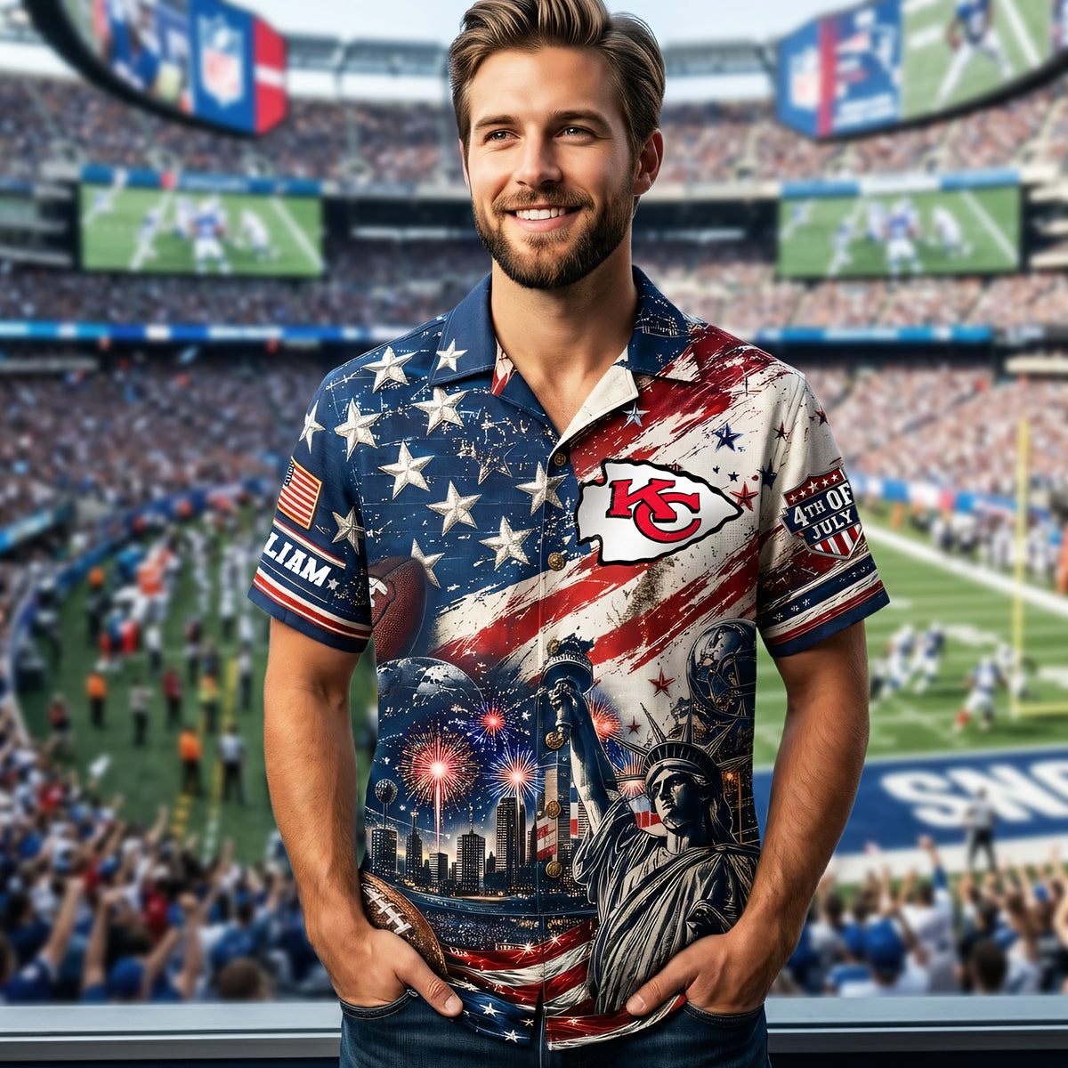 "Celebrate Independence in Style!" - Proud American Hawaiian Shirt - Personalized Gift for Sports Lovers