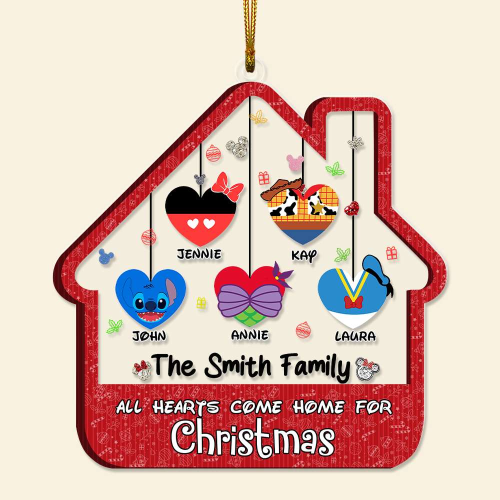 Personalized Family Christmas Ornament - All Hearts Come Home Ornament PopCulturePrints