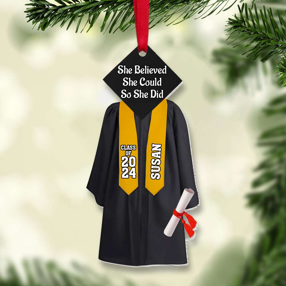 Personalized Graduation Ornament - Class of 2024 Keepsake Ornament PopCulturePrints