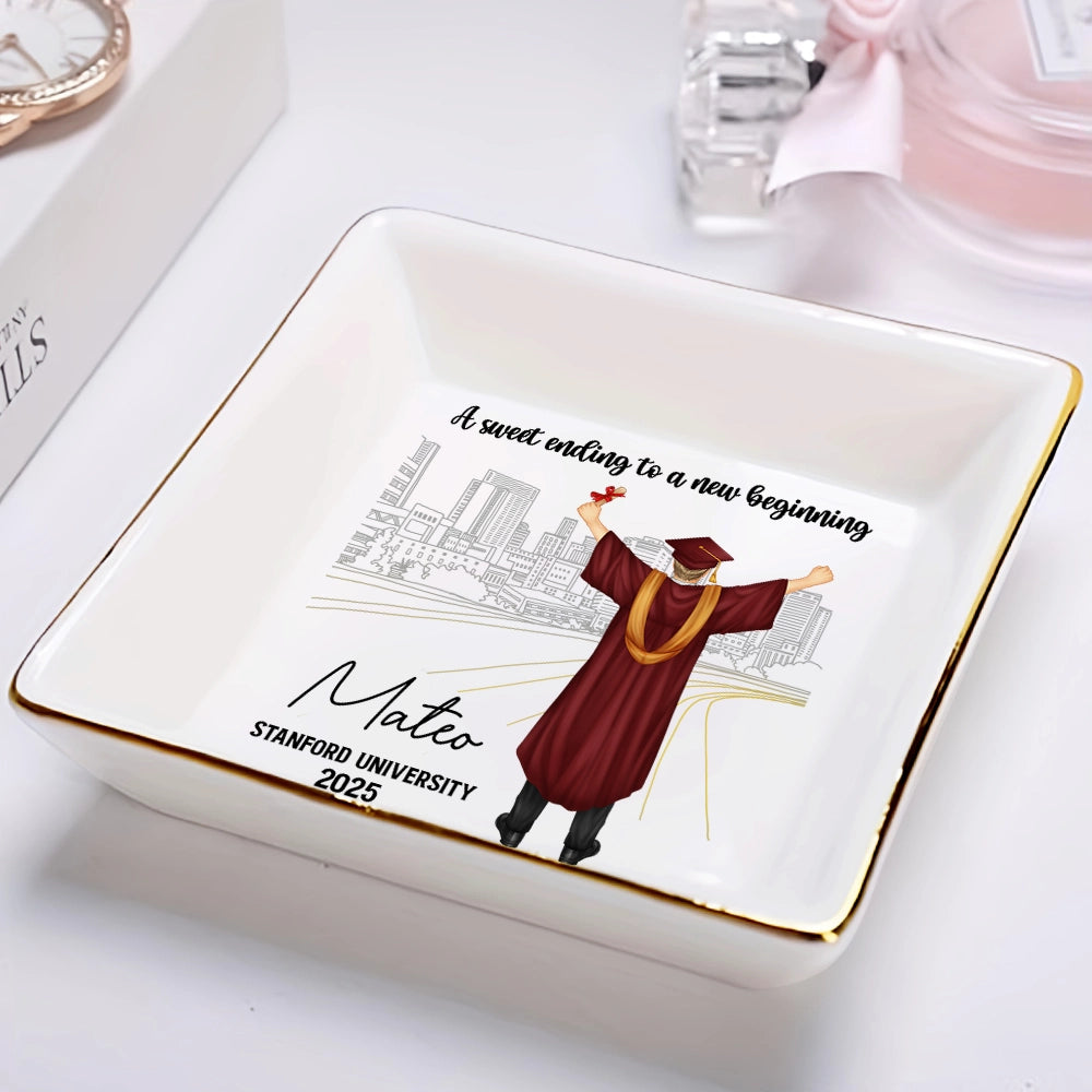 A Sweet Ending To A New Beginning - Personalized Ring Dish Ring Dish PopCulturePrints