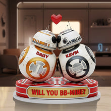 Load image into Gallery viewer, Kissing BB-8 Couple Acrylic Plaque - Personalized Gift for Star Wars Fans Shaped Plaques PopCulturePrints
