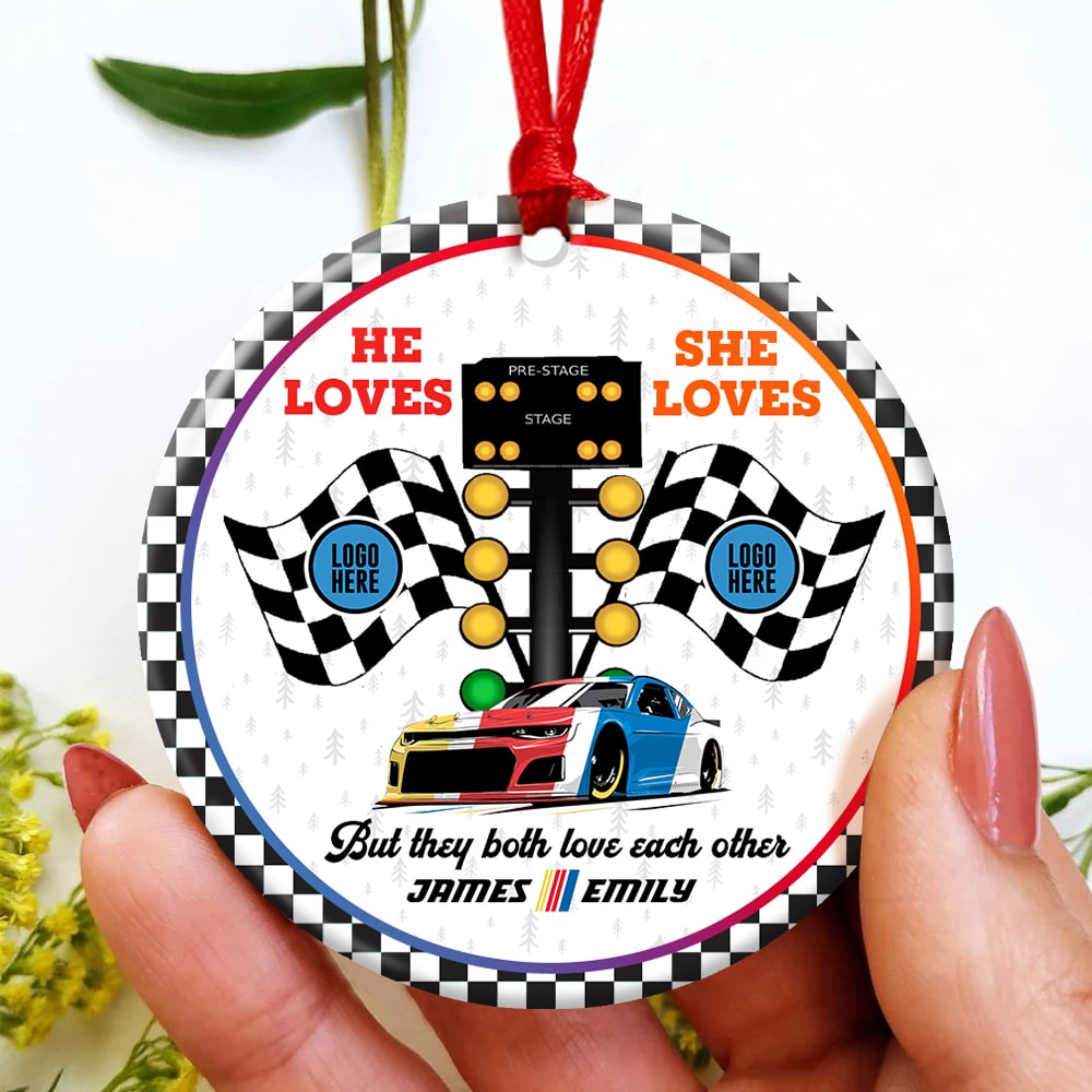 Custom Racing Fans Couple Christmas Ornament | Memorable Valentine's Day Gifts Ornament PopCulturePrints