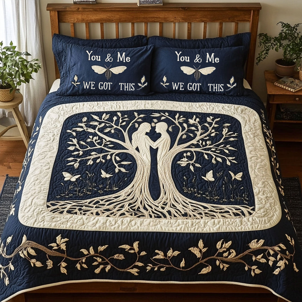 “You & Me, We Got This” - Personalized Tree Couple Quilt Bedding Set - Thoughtful Gift for Couples and Anniversaries Blanket PopCulturePrints