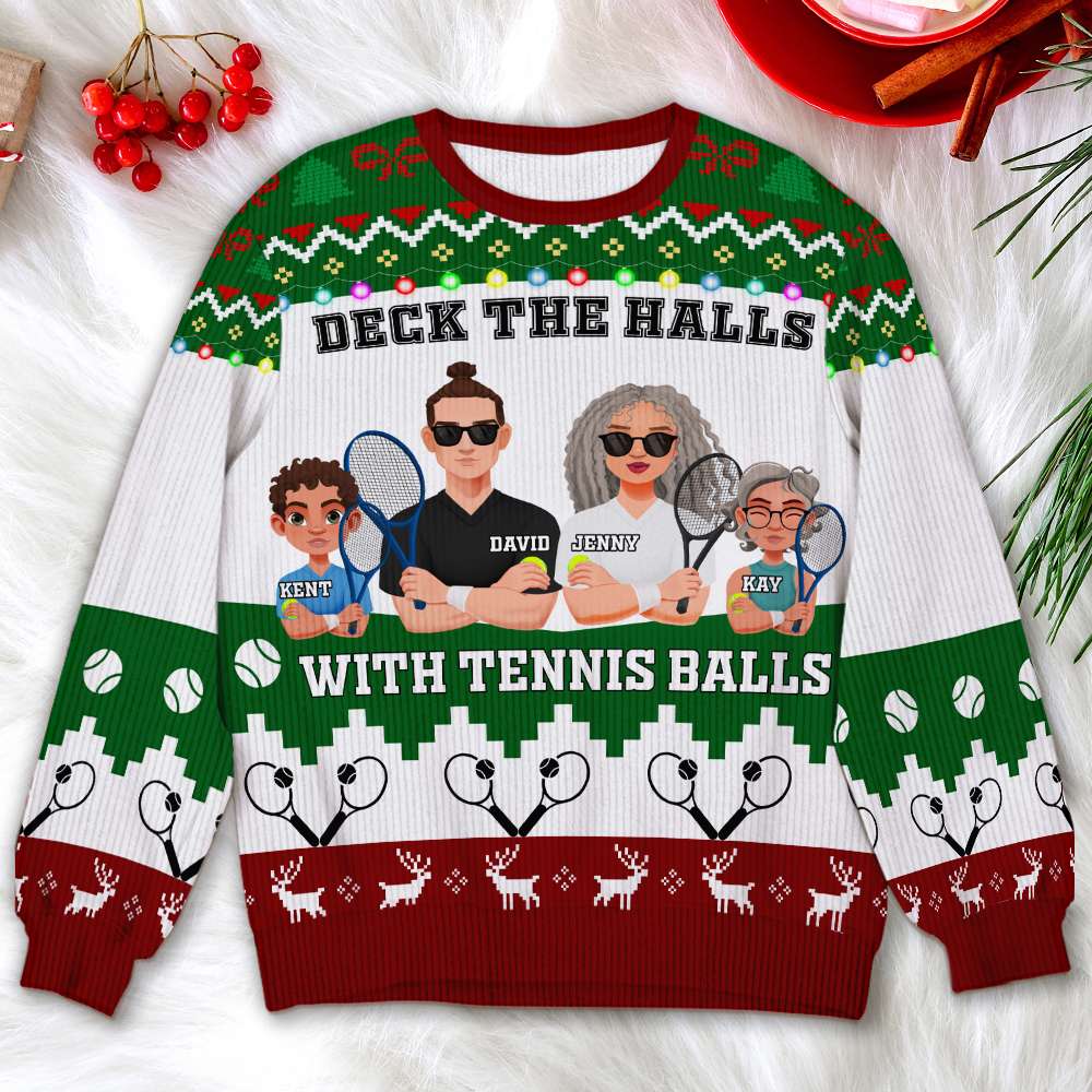 Personalized Family Tennis Christmas Sweater