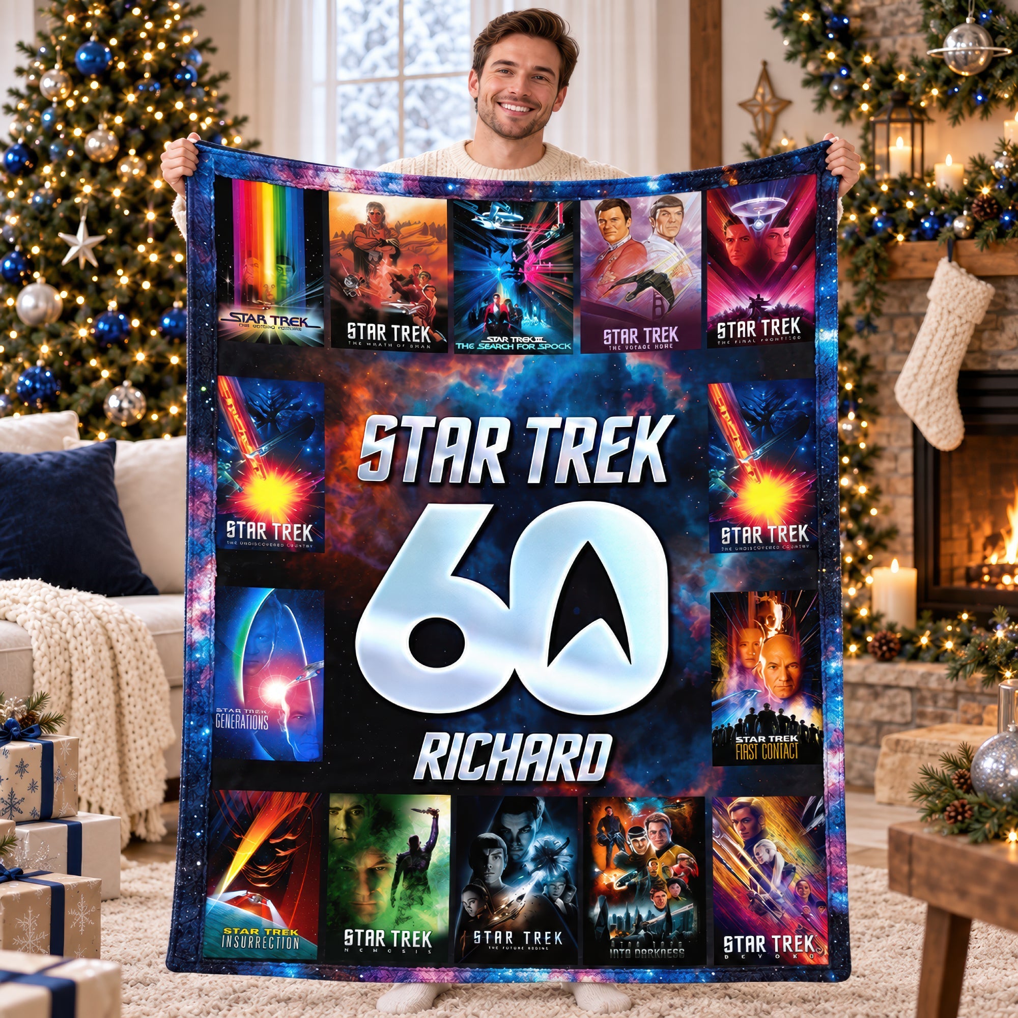 “Boldly Go Where No Gift Has Gone Before” - Personalized Star Trek Blanket - Gift for Sci-Fi Enthusiasts