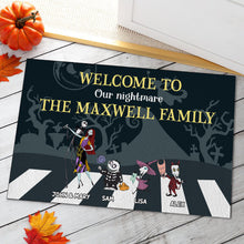 Load image into Gallery viewer, Custom Halloween Family Doormat - Welcome to Our Nightmare
