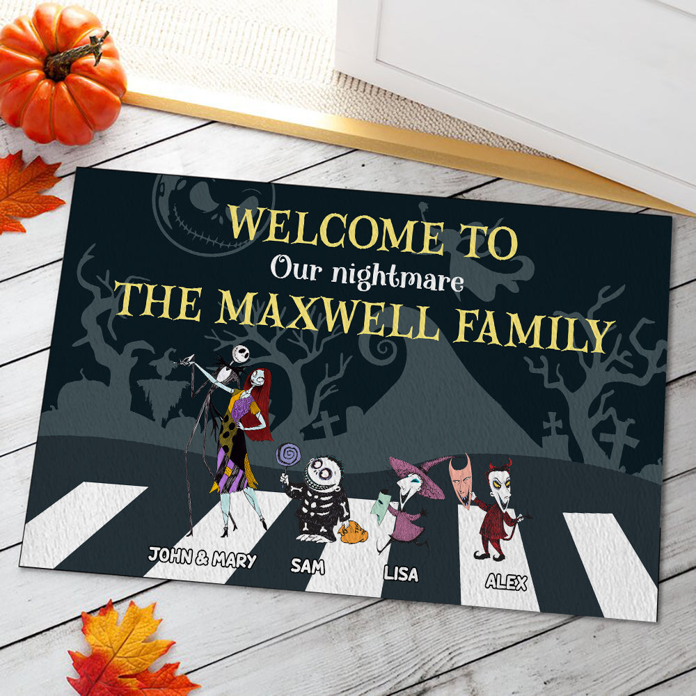 Custom Halloween Family Doormat - Welcome to Our Nightmare