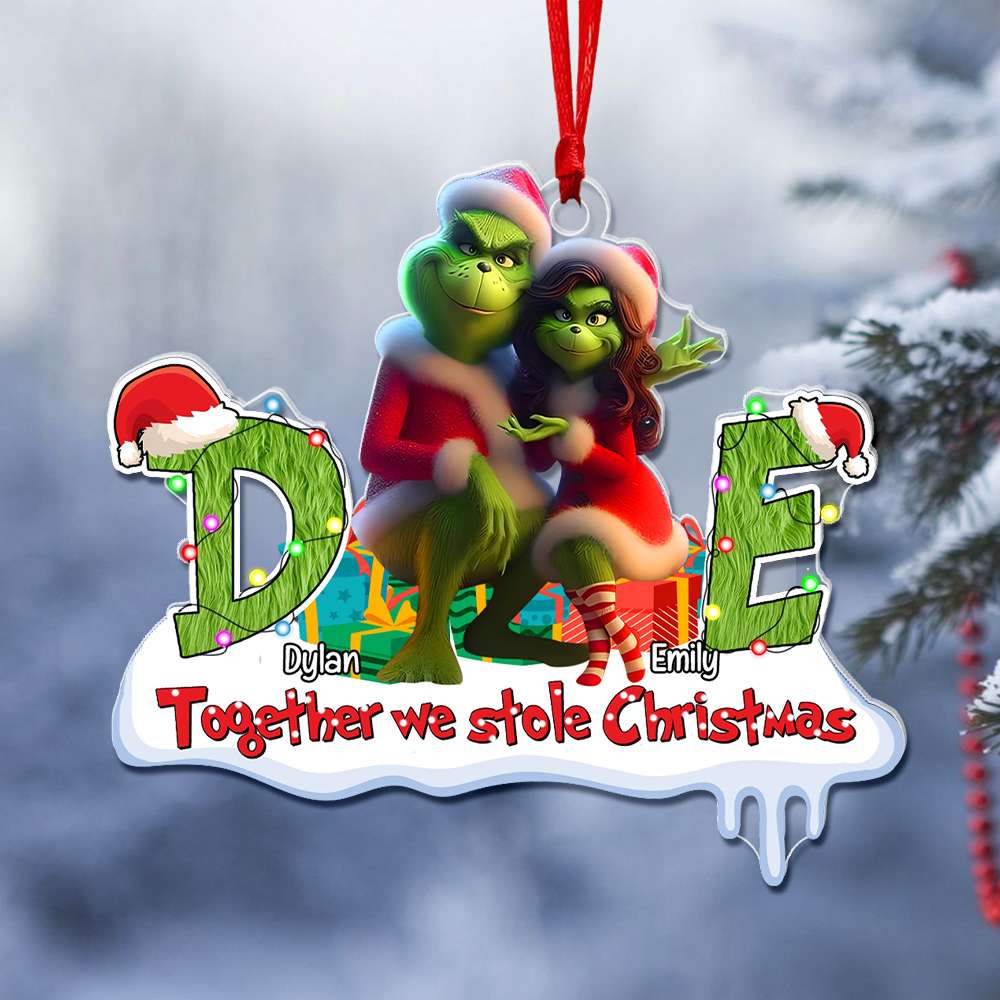 Custom Grinch Ornament for Couples - Personalized Valentine's Day Gifts Ornament PopCulturePrints