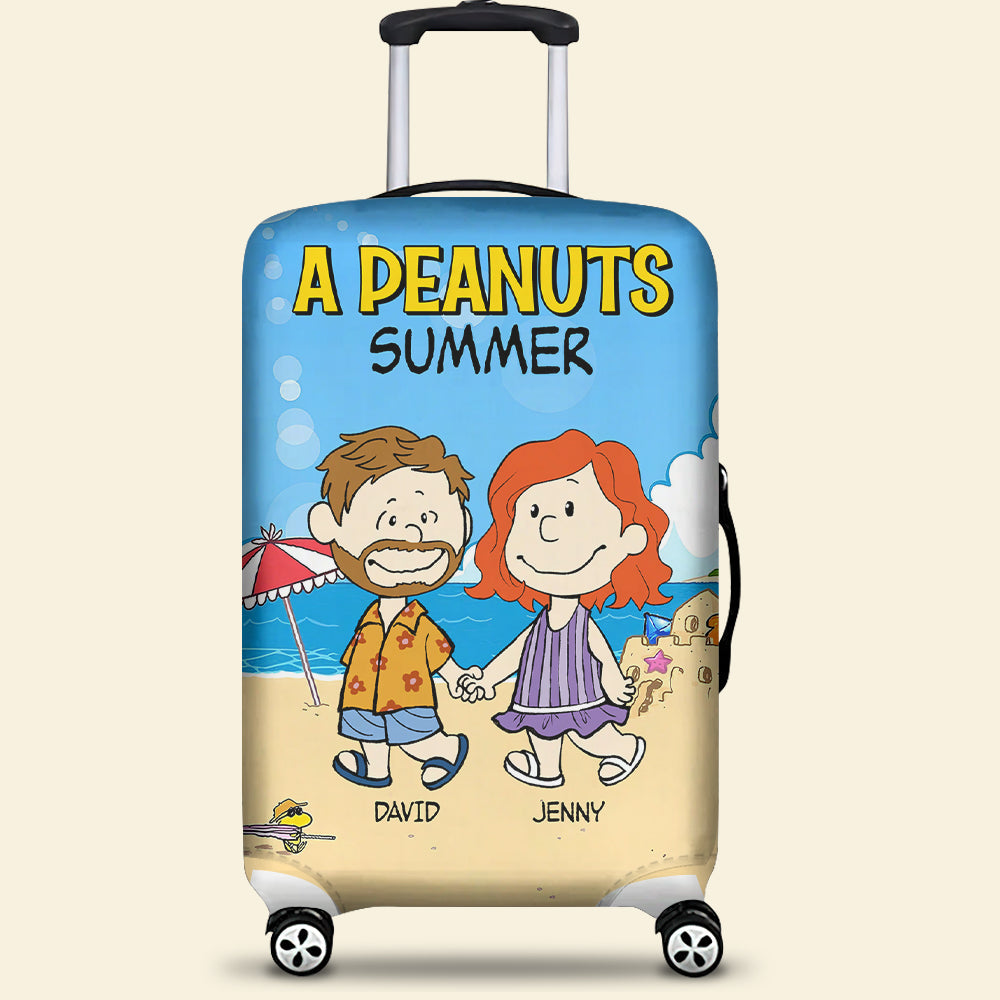 Customizable Peanuts-Themed Luggage Cover for Couples - Summer Edition