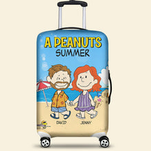 Load image into Gallery viewer, Customizable Peanuts-Themed Luggage Cover for Couples - Summer Edition
