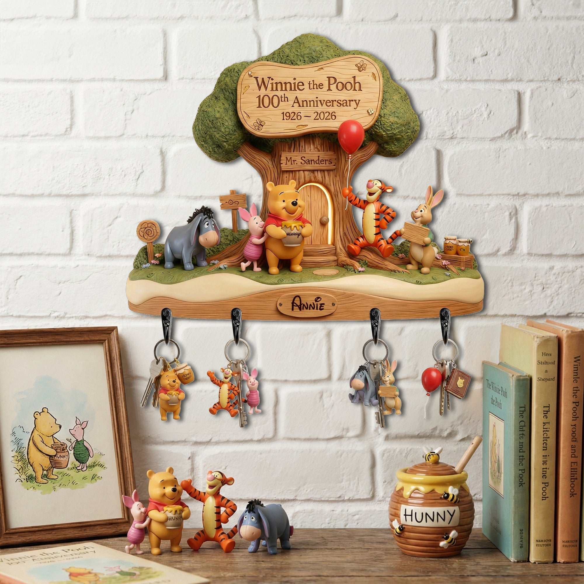 Celebrate 100 Years of Childhood Memories with Personalized Winnie the Pooh Key Hanger Key Hanger PopCulturePrints