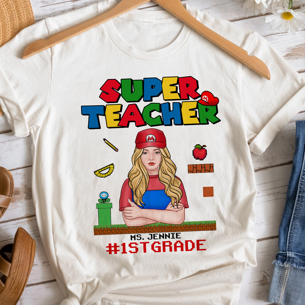 Super Teacher Personalized T-Shirt - Customizable Mario Inspired Teacher Gift