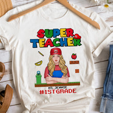 Load image into Gallery viewer, Super Teacher Personalized T-Shirt - Customizable Mario Inspired Teacher Gift
