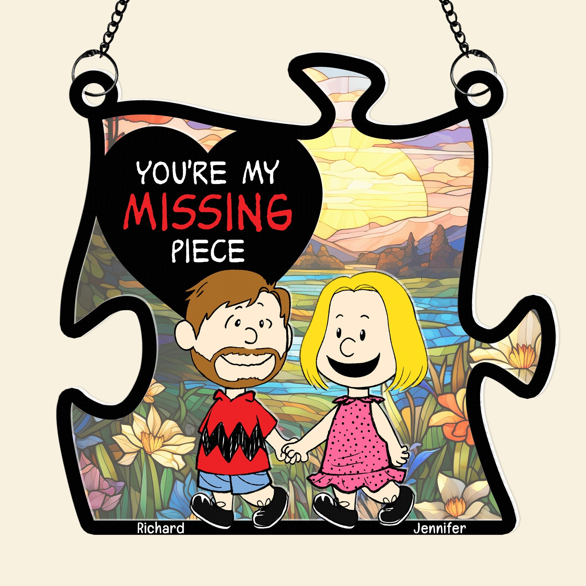 Personalized Couple Suncatcher Ornament - My Missing Piece