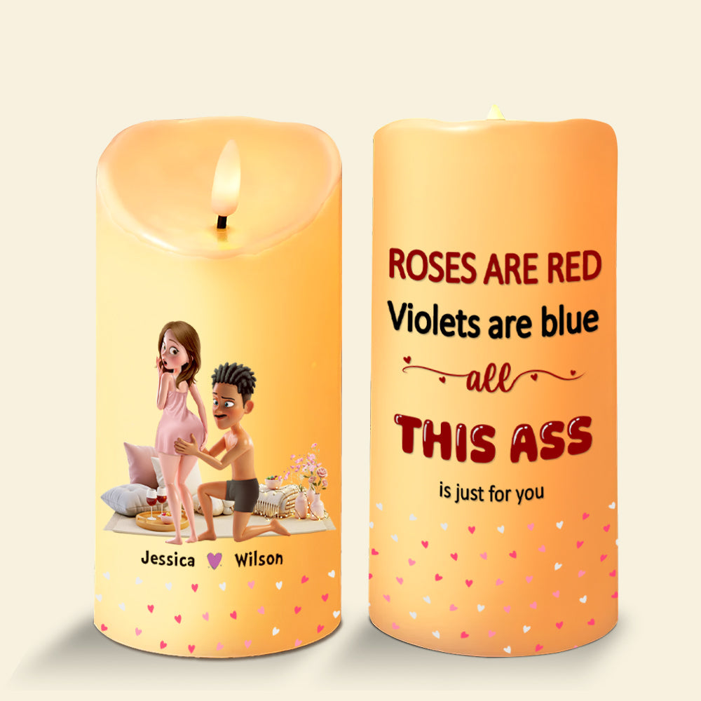 Roses are Red, Violets are Blue - Personalized Couple LED Candle Led Candle PopCulturePrints