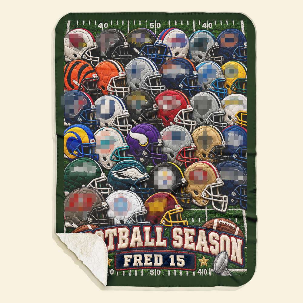 Embrace the Season: Personalized Team Helmet Blanket - Perfect Gift for Sports Fans
