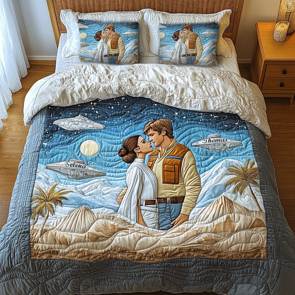 Love Under the Stars - Galaxy Couple Quilt Bedding Set - Personalized Gifts for Couples Blanket PopCulturePrints