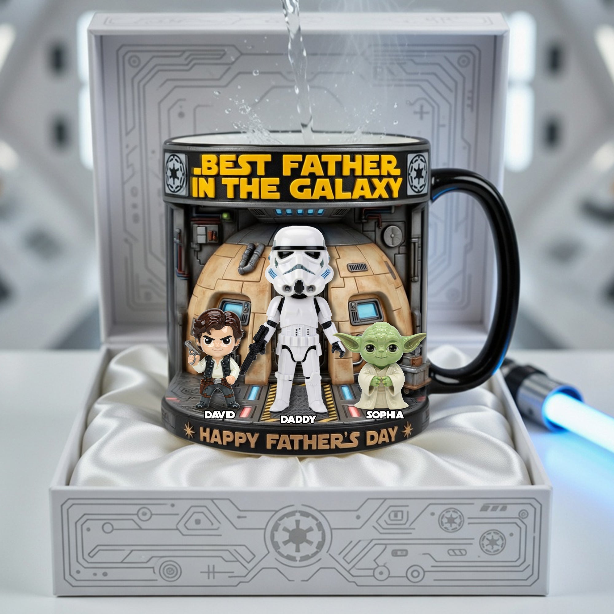 "Best Father in the Galaxy" - Personalized Magic Mug for Dads, Grandpas, and More Coffee Mug PopCulturePrints
