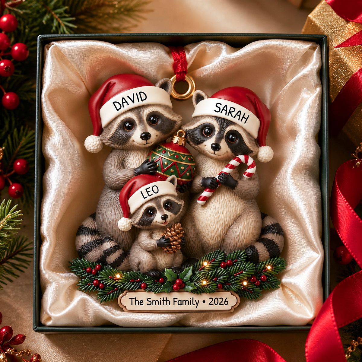 Lovely Raccoon Family Acrylic Ornament - Personalized Christmas Gifts For Family 03tydh140826 Ornament PopCulturePrints